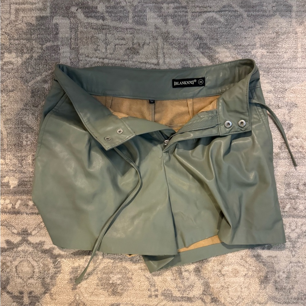 Blanc NYC Sage Leather Shorts with tie
